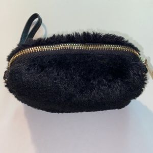 Forever 21 black Faux Fur Wristlet Zipper top with inside zipper pouch